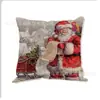 Funda de Almohada Navideña de Lino con Patrón de Elementos Navideños Transfronterizos Cojín para Mesita de Noche o Sofá