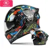Capacete de Motocicleta Certificado 3C com Lente Dupla para Homens Capacete de Motocicleta Completo Equipamento de Segurança para a Cabeça Feminino para Todas as Estações Inverno Máquina Bluetooth
