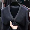 Colete Cardigan de Lã Tricotado Acolchoado com Forro de Fleece Masculino para Homens de Meia-Idade e Idosos, Camisa Popular de Camada Base para Primavera e Outono