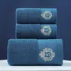 Comercio Exterior Transfronterizo Juego de Tres Piezas de Toalla de Algodón y Toalla de Baño Toalla Publicitaria de Regalo Logo Bordado Suave y Absorbente