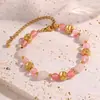Pulseras Redondas y de Acero Inoxidable Europeas y Americanas, Pulseras Multicapa Impermeables con Cuentas de Piedra Natural, Joyería de Alta Gama para Mujer de 18K