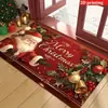 Alfombra de piso de terciopelo de cristal de Papá Noel, resistente a la suciedad, fácil de limpiar, antideslizante, alfombra de entrada, Amazon transfronterizo