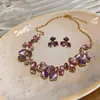 Collar de Flor Minimalista de Metal Pintado en Spray Estilo Francés, Cadena para el Cuello de Lujo Ligero de Gama Alta, Juego de Joyería Versátil de Diseño de Nicho para Mujeres