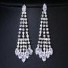 Pendientes Elle Mosha, pendientes de cobre con incrustaciones de circonitas, moda europea y americana, borlas largas, joyería para banquetes al por mayor