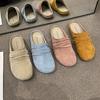 Sandálias Birkenstock Femininas 2025 Verão Novo Estilo Roupa Externa Retrô Bico Redondo Versátil Mori Muller Baotou Meio Chinelo