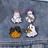 Broche de Fantasma Blanco de Halloween Personalizado Divertido Insignia de Calabaza Diamante de Fiesta Navideña Dibujos Animados Accesorios para Niños