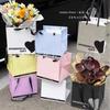 Nueva bolsa tote cuadrada con espejo para ramo, bolsa de regalo de San Valentín, bolsa de papel para arreglo floral de florista, bolsa tote