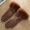 Luvas Quentes Femininas Fofas Forradas com Lã Espessadas à Prova de Frio Forradas com Lã para Uso Externo Ciclismo Tela Sensível ao Toque Luvas de Outono e Inverno