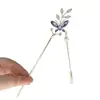 Grampo de Cabelo Borboleta de Cristal para Mulheres, Grampo de Cabelo de Alto Padrão Estilo Chinês Novo, Grampo de Cabelo Estilo Antigo, Grampo de Cabelo com Franja