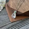 Collar de Cadena para Clavícula de Plata S925 con Colgante de Calcedonia Blanca de Alta Calidad en Forma de Calabaza Incrustado con Ágata de Color Jade para Mujeres, Cadena de Moda Ligera de Lujo para Socialité