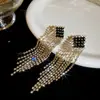 Pendientes de Borla con Zirconia en Forma de Rombo Aguja de Plata, Estilo Dulce y Fresco, Tendencia de Moda Única, Pendientes Versátiles con Sentido del Diseño, Accesorios para Orejas de Nicho