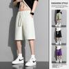 2024 Verano Nuevo de Moda Sueltos Versátiles Pantalones Cortos para Hombre Corte Holgado Pantalones Cortos de Cinco Puntos Populares Negro Caqui Casual