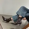 Botines Apuntados Temporada Primer Encuentro para Mujer, Nueva Colección Otoño/Invierno 2026, Caña Corta, Diseño de Nicho, Cremallera Trasera, Botas Elásticas Adelgazantes, Tacón de Aguja