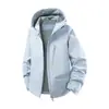 Chaqueta Softshell para Hombre, Nuevo Estilo Primavera y Otoño, Moda Outdoor de Triple Protección, Cortavientos de una Sola Capa con Forro Polar y Capucha para Parejas, Chaqueta para Mujer