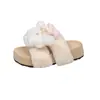 Lindas Pantuflas de Peluche de Conejo para Mujer, Otoño e Invierno, Suela Gruesa Antideslizante, para Exteriores, Slip-On, Pantuflas Cálidas de Algodón, Modelo Nuevo