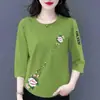 Comercio exterior transfronterizo ropa de maternidad, camiseta de manga tres cuartos para mujeres de mediana edad y mayores, holgada, casual, top básico versátil