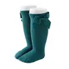 Calcetines para Bebé Estilo Primavera y Otoño, Calcetines hasta la Rodilla con Lazo Grande, Calcetines Rosa Princesa, Calcetines Florales para Bebés Niñas, Calcetines de Media Pantorrilla