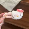 Grampo de Cabelo Fofo Coreano Gato Kt Xadrez Decoração de Laço para Óculos Clipe de Franja Lateral Moderno Grampo de Cabelo de Alta Qualidade