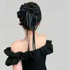 2026 Nuevo Estilo Temperamento Sobresaliente~Pinza para el Cabello con Lazo de Cinta de Satén de Gama Alta para Mujer Parte Trasera de la Cabeza Pasador Sencillo