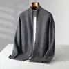 Suéter cárdigan de punto para otoño e invierno con cuello medio y cremallera, suéter casual retro holgado para hombre, suéter de marca moderna