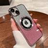 Funda para iPhone 16 Pro Max con lupa antifugas, carcasa protectora magnética de PC galvanizada con purpurina para Apple 15