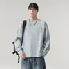 Sudadera de cuello redondo con diseño deconstruido 3D para hombre, nuevo estilo primavera/otoño 2026, corte holgado, camiseta casual versátil de manga larga