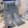 Jeans de pierna recta para niña Estilo nuevo de primavera Niñas medianas y grandes Pantalones casuales para niña que combinan con todo Pantalones largos elegantes de estilo nacional