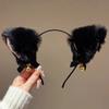 Bonita diadema de gato de peluche con orejas de gato y zorro, horquilla para el pelo con orejas de bestia de Internet, tocado femenino, horquilla con forma de campana.