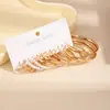 Set de Aretes Geométricos Imitación Perla Dorados y Plateados con Forma de C de Nuevo Estilo Personalizados Transfronterizos para Mujer con Aretes de Diseño Único y Aros