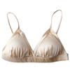 Traje Francés de Seda Satinada de Gama Alta Ropa Interior Taza Triangular Pequeña para Mujeres de Pecho Pequeño Sujetador de Seda de Morera Verano