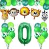 Set de Globos de Cumpleaños con Tema de Animales de la Selva Verde Transfronterizo Tigre León Animal del Bosque Paquete de Globos con Lentejuelas