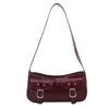 Bolsa Feminina Vintage de Cor Sólida 2026 Outono Nova Simples Casual Bolsa de Mão Bolsa de Ombro Bolsa Baguete Estilosa Fashion