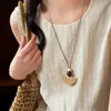 Collar Maillard Otoño e Invierno Piedra Ojo de Tigre Acero de Titanio para Mujer Diseño Coreano de Nicho Cadena Larga para Sudadera Accesorios Versátil Nuevo Estilo
