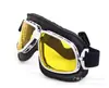 Gafas de Karting, Gafas Retro, Gafas de Motocicleta Harley, Gafas a Prueba de Viento, T11 Cuero Negro Marco Plateado