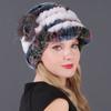 Moda Transfronteriza Sombrero Tejido de Cálido Pelo de Conejo Rex Europeo y Americano para Mujer Sombrero de Invierno Gorra con Visera de Piel Venta al Mayoreo