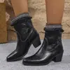 Comercio Exterior Botas de Cuero Tallas Grandes Estilo Europeo Americano 2025 Nuevo Estilo Transfronterizo Borla Punta Fina Media Pantorrilla Cuero Suave Botas para Mujer Color Sólido Botas de Moda