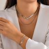 Collar de joyería de hueso de serpiente de doble capa de estilo europeo y americano para mujer, cadena fina versátil, cadena de suéter, collar de traje de hip-hop, joyería