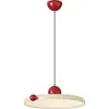 Lámpara colgante de restaurante estilo crema de madera natural, Lámpara de mesa para comedor Purui con protección ocular y veta de madera japonesa, Luz de brazo oscilante ajustable con forma de OVNI