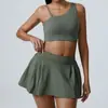 Falda de Yoga Cruzada Europea y Americana de Cintura Alta Control de Abdomen Anti-Exposición Secado Rápido Transpirable Deporte Hermosa Espalda Conjunto de Yoga