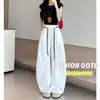 Pantalones Casuales de Secado Rápido Nuevos Verano 2026 para Mujer, de Cintura Alta, Adelgazantes, con Cordón, Ajuste Holgado Relajado, Pantalones de Pierna Ancha Estilo Coreano