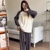 Pijama de terciopelo francés para mujer Thread homehouse, cuello redondo, manga larga, primavera y otoño, dulce, para estudiantes, traje de estar en casa, se puede usar afuera