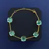 Transfronterizo Nuevo Estilo Japonés Pequeño Fresco Cuadrado Cristal Gema Estilo Cinco Flores Pulsera Pulsera Simple Nicho Diseño Original