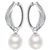 Aretes Cao Shi French Glossy para Mujer, Perlas de Imitación, Aretes Geométricos de Zircón Micro-Incrustado, Joyería de Estilo Femenino