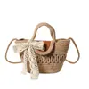 La popular bolsa tejida a mano de paja estilo francés ins de este año, tejida en la playa, para cesta de verduras portátil de nicho, bolsa de playa