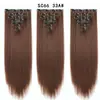 Conjunto de Sete Peças de Extensões de Cabelo Clip-In Europeias e Americanas para Mulheres, 16 Peças de Cabelo Clip-In, Cabelo Longo Liso de Seda de Alta Temperatura, Conjunto de Sete Peças de Extensões de Cabelo