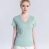 Nova Camiseta de Algodão Mercerizado de 15 Cores Dupla Face 80 Fios para Mulheres Branca Manga Curta Verão Solta Gola Redonda V Top Camiseta para Usar por Baixo