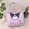 Bolsa de lona Sanrio, bolsa de ombro para o trabalho, bolsa tote espessa e larga, bolsa de compras portátil, bolsa fofa de desenho animado