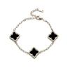 Moda Plata Serie Diamante Flor de Cuatro Hojas Traje Mujeres Personalidad Europea y Americana Retro Juego de Cuatro Piezas Popular en Internet Primera Joyería