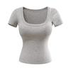 Dulce y Picante Almohadilla para el Pecho Moldeadora Anti-Exposición Camiseta Adelgazante de Cintura Deseo Puro Celebridad de Internet Versátil Top de Color Sólido