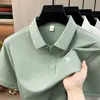 Camiseta Masculina de Algodão e Seda Manga Curta Verão Novo Estilo Business Casual Bordada Fresca Respirável Camiseta Masculina Manga Curta Atacado
